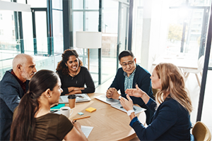 Transitioning to a Lower Carbon future Group meeting around table